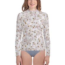 Load image into Gallery viewer, Youth Girls' Sun & Rash Guard - Cherry Blossoms - Green Cross Clothing,  - Apparel, Clothing, T-shirts, Accessories, Wristbands, Green Cross Clothing - GreenCrossClothing.co, Green Cross Clothing - GreenCrossClothing.co