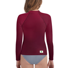Load image into Gallery viewer, Youth Girls' Sun & Rash Guard - Black Cherry - Green Cross Clothing,  - Apparel, Clothing, T-shirts, Accessories, Wristbands, Green Cross Clothing - GreenCrossClothing.co, Green Cross Clothing - GreenCrossClothing.co