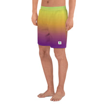 Load image into Gallery viewer, Men&#39;s Athletic Shorts - Green, Yellow, &amp; Purple - Green Cross Clothing,  - Apparel, Clothing, T-shirts, Accessories, Wristbands, Green Cross Clothing - GreenCrossClothing.co, Green Cross Clothing - GreenCrossClothing.co