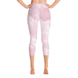 Yoga Capri Leggings - Pink Clouds - Green Cross Clothing,  - Apparel, Clothing, T-shirts, Accessories, Wristbands, Green Cross Clothing - GreenCrossClothing.co, Green Cross Clothing - GreenCrossClothing.co