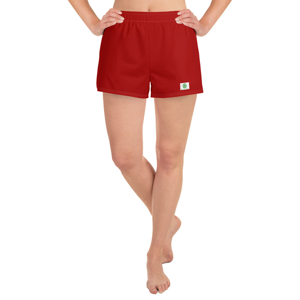 Women's Athletic Shorts - Pomegranate - Green Cross Clothing,  - Apparel, Clothing, T-shirts, Accessories, Wristbands, Green Cross Clothing - GreenCrossClothing.co, Green Cross Clothing - GreenCrossClothing.co