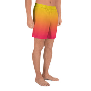 Men's Athletic Shorts - Yellow & Red Raspberry - Green Cross Clothing,  - Apparel, Clothing, T-shirts, Accessories, Wristbands, Green Cross Clothing - GreenCrossClothing.co, Green Cross Clothing - GreenCrossClothing.co