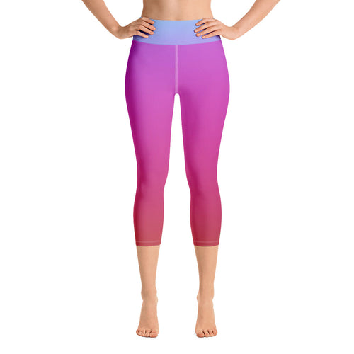 Yoga Capri Leggings - Blue & Red - Green Cross Clothing,  - Apparel, Clothing, T-shirts, Accessories, Wristbands, Green Cross Clothing - GreenCrossClothing.co, Green Cross Clothing - GreenCrossClothing.co