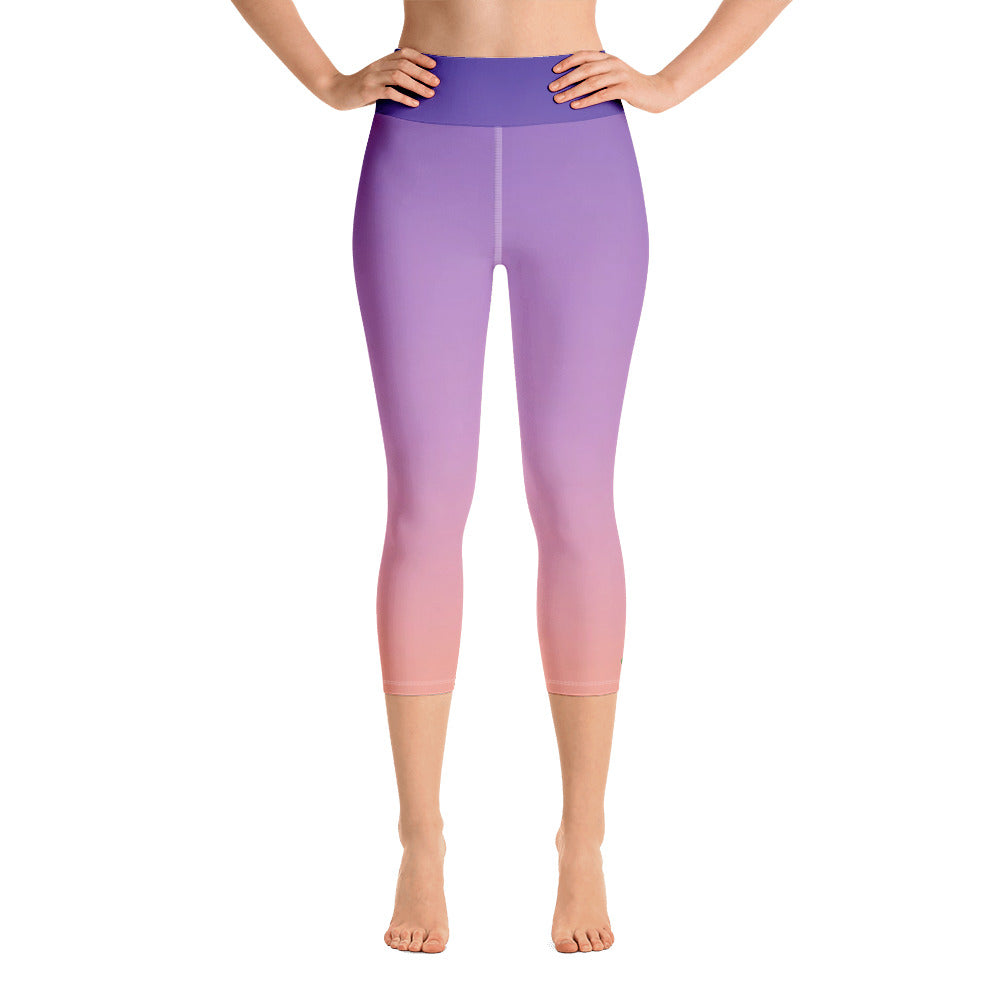 Yoga Capri Leggings - Purple & Peach - Green Cross Clothing,  - Apparel, Clothing, T-shirts, Accessories, Wristbands, Green Cross Clothing - GreenCrossClothing.co, Green Cross Clothing - GreenCrossClothing.co