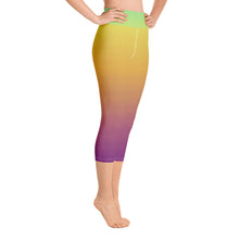 Load image into Gallery viewer, Yoga Capri Leggings - Green, Yellow, &amp; Purple - Green Cross Clothing,  - Apparel, Clothing, T-shirts, Accessories, Wristbands, Green Cross Clothing - GreenCrossClothing.co, Green Cross Clothing - GreenCrossClothing.co