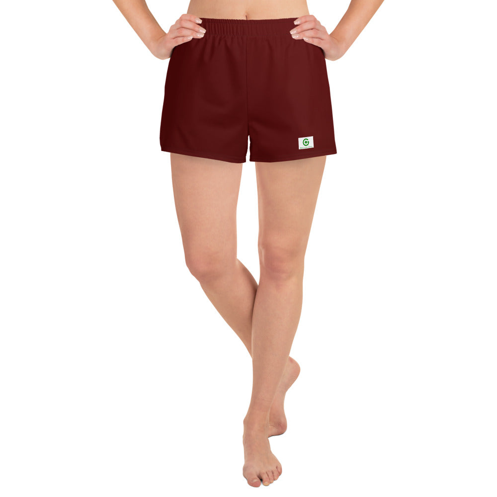 Women's Athletic Shorts - Pomegranate II - Green Cross Clothing,  - Apparel, Clothing, T-shirts, Accessories, Wristbands, Green Cross Clothing - GreenCrossClothing.co, Green Cross Clothing - GreenCrossClothing.co