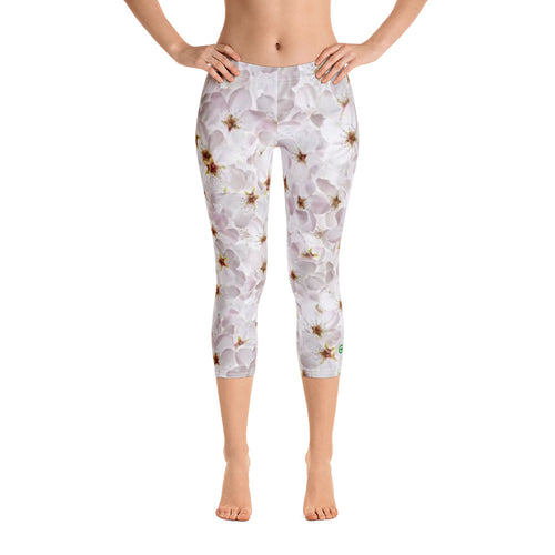 Capri Leggings - Cherry Blossoms - Green Cross Clothing,  - Apparel, Clothing, T-shirts, Accessories, Wristbands, Green Cross Clothing - GreenCrossClothing.co, Green Cross Clothing - GreenCrossClothing.co