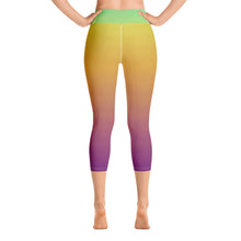 Load image into Gallery viewer, Yoga Capri Leggings - Green, Yellow, &amp; Purple - Green Cross Clothing,  - Apparel, Clothing, T-shirts, Accessories, Wristbands, Green Cross Clothing - GreenCrossClothing.co, Green Cross Clothing - GreenCrossClothing.co