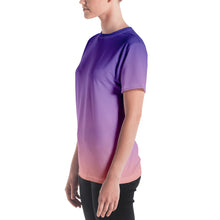 Load image into Gallery viewer, Women&#39;s T-shirt - Purple &amp; Peach - Green Cross Clothing,  - Apparel, Clothing, T-shirts, Accessories, Wristbands, Green Cross Clothing - GreenCrossClothing.co, Green Cross Clothing - GreenCrossClothing.co