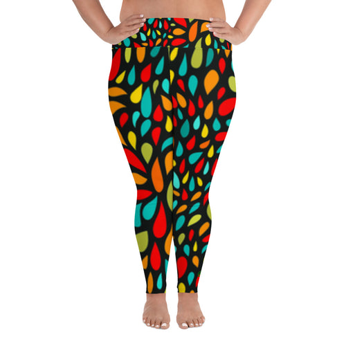 Plus Size Leggings - Colorful Drops - Green Cross Clothing,  - Apparel, Clothing, T-shirts, Accessories, Wristbands, Green Cross Clothing - GreenCrossClothing.co, Green Cross Clothing - GreenCrossClothing.co