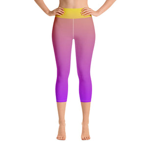 Yoga Capri Leggings - Purple & Yellow - Green Cross Clothing,  - Apparel, Clothing, T-shirts, Accessories, Wristbands, Green Cross Clothing - GreenCrossClothing.co, Green Cross Clothing - GreenCrossClothing.co