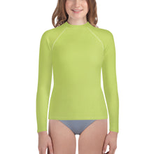 Load image into Gallery viewer, Youth Girls&#39; Sun &amp; Rash Guard - Key Lime - Green Cross Clothing,  - Apparel, Clothing, T-shirts, Accessories, Wristbands, Green Cross Clothing - GreenCrossClothing.co, Green Cross Clothing - GreenCrossClothing.co