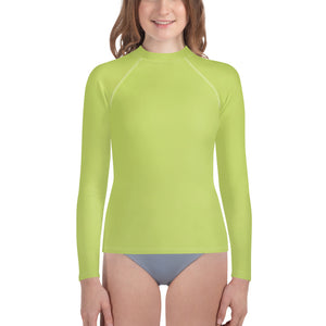 Youth Girls' Sun & Rash Guard - Key Lime - Green Cross Clothing,  - Apparel, Clothing, T-shirts, Accessories, Wristbands, Green Cross Clothing - GreenCrossClothing.co, Green Cross Clothing - GreenCrossClothing.co