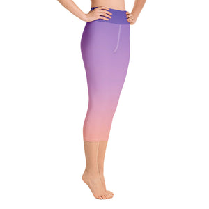 Yoga Capri Leggings - Purple & Peach - Green Cross Clothing,  - Apparel, Clothing, T-shirts, Accessories, Wristbands, Green Cross Clothing - GreenCrossClothing.co, Green Cross Clothing - GreenCrossClothing.co