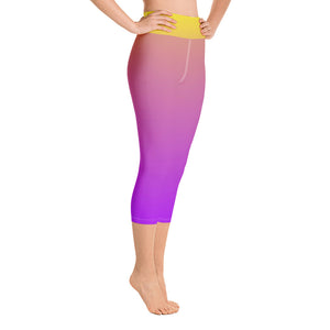 Yoga Capri Leggings - Purple & Yellow - Green Cross Clothing,  - Apparel, Clothing, T-shirts, Accessories, Wristbands, Green Cross Clothing - GreenCrossClothing.co, Green Cross Clothing - GreenCrossClothing.co