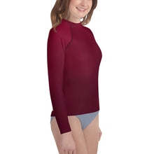 Load image into Gallery viewer, Youth Girls&#39; Sun &amp; Rash Guard - Black Cherry - Green Cross Clothing,  - Apparel, Clothing, T-shirts, Accessories, Wristbands, Green Cross Clothing - GreenCrossClothing.co, Green Cross Clothing - GreenCrossClothing.co