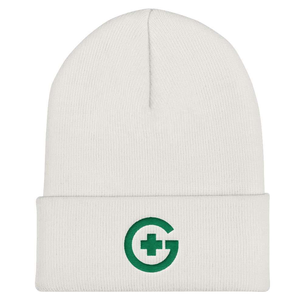 Embroidered Cuffed Beanie - Green Cross - Green Cross Clothing, Green Cross Beanie - Apparel, Clothing, T-shirts, Accessories, Wristbands, Green Cross Clothing - GreenCrossClothing.co, Green Cross Clothing - GreenCrossClothing.co