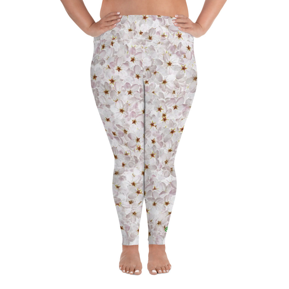 Plus Size Leggings - Cherry Blossoms - Green Cross Clothing,  - Apparel, Clothing, T-shirts, Accessories, Wristbands, Green Cross Clothing - GreenCrossClothing.co, Green Cross Clothing - GreenCrossClothing.co