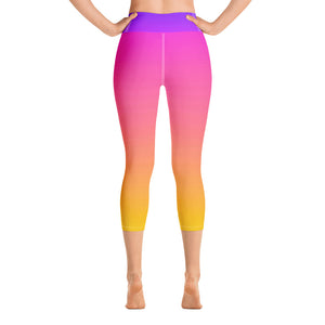 Yoga Capri Leggings - Magenta & Yellow - Green Cross Clothing,  - Apparel, Clothing, T-shirts, Accessories, Wristbands, Green Cross Clothing - GreenCrossClothing.co, Green Cross Clothing - GreenCrossClothing.co