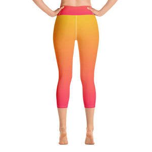 Yoga Capri Leggings - Yellow & Red Raspberry - Green Cross Clothing,  - Apparel, Clothing, T-shirts, Accessories, Wristbands, Green Cross Clothing - GreenCrossClothing.co, Green Cross Clothing - GreenCrossClothing.co