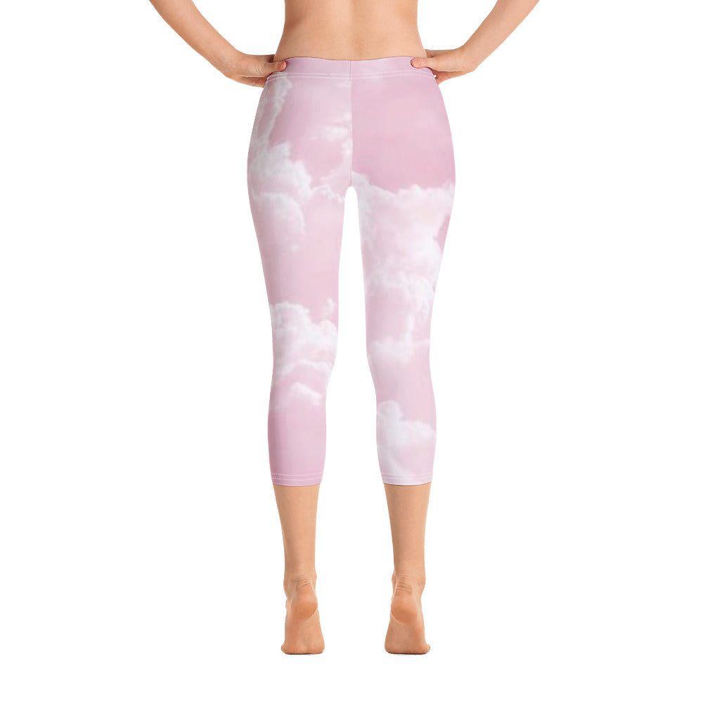 Capri Leggings - Pink Clouds - Green Cross Clothing,  - Apparel, Clothing, T-shirts, Accessories, Wristbands, Green Cross Clothing - GreenCrossClothing.co, Green Cross Clothing - GreenCrossClothing.co