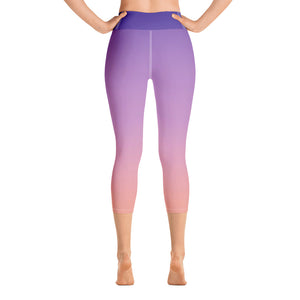 Yoga Capri Leggings - Purple & Peach - Green Cross Clothing,  - Apparel, Clothing, T-shirts, Accessories, Wristbands, Green Cross Clothing - GreenCrossClothing.co, Green Cross Clothing - GreenCrossClothing.co
