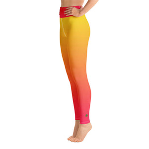 Yoga Leggings - Yellow & Red Raspberry - Green Cross Clothing,  - Apparel, Clothing, T-shirts, Accessories, Wristbands, Green Cross Clothing - GreenCrossClothing.co, Green Cross Clothing - GreenCrossClothing.co
