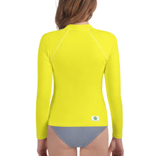 Load image into Gallery viewer, Youth Girls&#39; Sun &amp; Rash Guard - Meyer Lemon - Green Cross Clothing,  - Apparel, Clothing, T-shirts, Accessories, Wristbands, Green Cross Clothing - GreenCrossClothing.co, Green Cross Clothing - GreenCrossClothing.co
