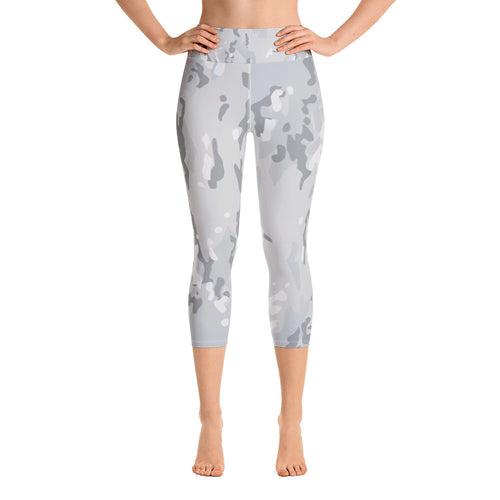 Yoga Capri Leggings - Grey Camo - Green Cross Clothing,  - Apparel, Clothing, T-shirts, Accessories, Wristbands, Green Cross Clothing - GreenCrossClothing.co, Green Cross Clothing - GreenCrossClothing.co