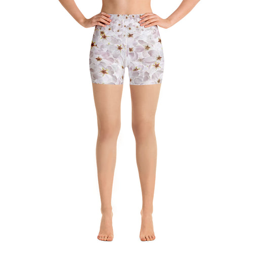 Yoga Shorts - Cherry Blossoms - Green Cross Clothing,  - Apparel, Clothing, T-shirts, Accessories, Wristbands, Green Cross Clothing - GreenCrossClothing.co, Green Cross Clothing - GreenCrossClothing.co