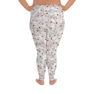 Plus Size Leggings - Cherry Blossoms - Green Cross Clothing,  - Apparel, Clothing, T-shirts, Accessories, Wristbands, Green Cross Clothing - GreenCrossClothing.co, Green Cross Clothing - GreenCrossClothing.co