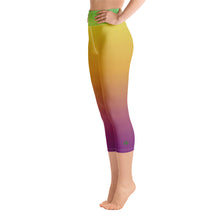 Load image into Gallery viewer, Yoga Capri Leggings - Green, Yellow, &amp; Purple - Green Cross Clothing,  - Apparel, Clothing, T-shirts, Accessories, Wristbands, Green Cross Clothing - GreenCrossClothing.co, Green Cross Clothing - GreenCrossClothing.co
