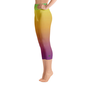 Yoga Capri Leggings - Green, Yellow, & Purple - Green Cross Clothing,  - Apparel, Clothing, T-shirts, Accessories, Wristbands, Green Cross Clothing - GreenCrossClothing.co, Green Cross Clothing - GreenCrossClothing.co