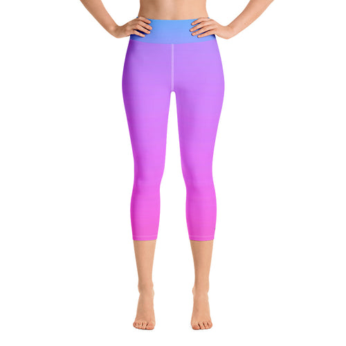 Yoga Capri Leggings - Blue & Pink - Green Cross Clothing,  - Apparel, Clothing, T-shirts, Accessories, Wristbands, Green Cross Clothing - GreenCrossClothing.co, Green Cross Clothing - GreenCrossClothing.co