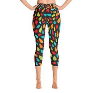 Yoga Capri Leggings - Colorful Drops - Green Cross Clothing,  - Apparel, Clothing, T-shirts, Accessories, Wristbands, Green Cross Clothing - GreenCrossClothing.co, Green Cross Clothing - GreenCrossClothing.co