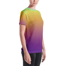 Load image into Gallery viewer, Women&#39;s T-shirt - Green, Yellow, &amp; Purple - Green Cross Clothing,  - Apparel, Clothing, T-shirts, Accessories, Wristbands, Green Cross Clothing - GreenCrossClothing.co, Green Cross Clothing - GreenCrossClothing.co