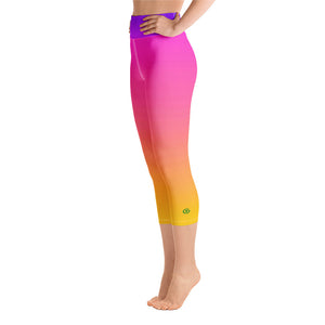 Yoga Capri Leggings - Magenta & Yellow - Green Cross Clothing,  - Apparel, Clothing, T-shirts, Accessories, Wristbands, Green Cross Clothing - GreenCrossClothing.co, Green Cross Clothing - GreenCrossClothing.co