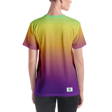 Load image into Gallery viewer, Women&#39;s T-shirt - Green, Yellow, &amp; Purple - Green Cross Clothing,  - Apparel, Clothing, T-shirts, Accessories, Wristbands, Green Cross Clothing - GreenCrossClothing.co, Green Cross Clothing - GreenCrossClothing.co