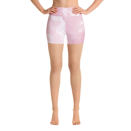 Yoga Shorts - Pink Clouds - Green Cross Clothing,  - Apparel, Clothing, T-shirts, Accessories, Wristbands, Green Cross Clothing - GreenCrossClothing.co, Green Cross Clothing - GreenCrossClothing.co