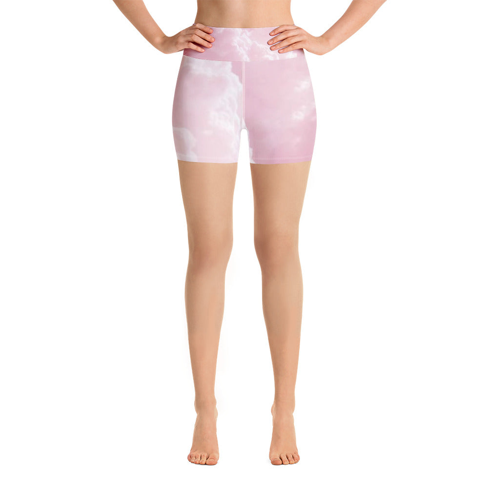 Yoga Shorts - Pink Clouds - Green Cross Clothing,  - Apparel, Clothing, T-shirts, Accessories, Wristbands, Green Cross Clothing - GreenCrossClothing.co, Green Cross Clothing - GreenCrossClothing.co