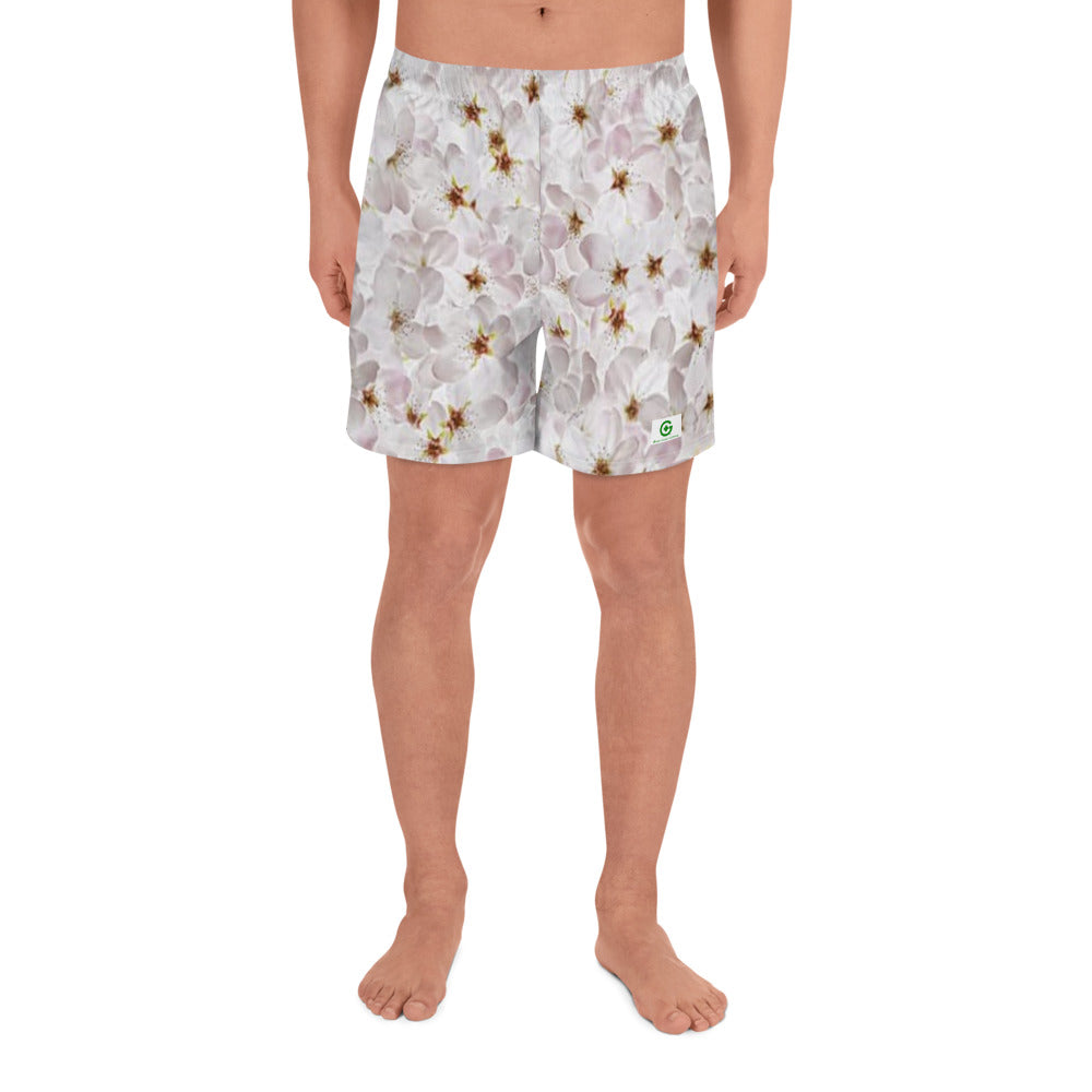 Men's Athletic Shorts - Cherry Blossoms - Green Cross Clothing,  - Apparel, Clothing, T-shirts, Accessories, Wristbands, Green Cross Clothing - GreenCrossClothing.co, Green Cross Clothing - GreenCrossClothing.co