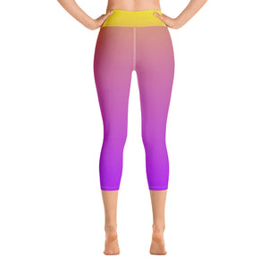 Yoga Capri Leggings - Purple & Yellow - Green Cross Clothing,  - Apparel, Clothing, T-shirts, Accessories, Wristbands, Green Cross Clothing - GreenCrossClothing.co, Green Cross Clothing - GreenCrossClothing.co