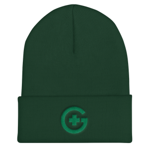 Embroidered Cuffed Beanie - Green Cross - Green Cross Clothing, Green Cross Beanie - Apparel, Clothing, T-shirts, Accessories, Wristbands, Green Cross Clothing - GreenCrossClothing.co, Green Cross Clothing - GreenCrossClothing.co