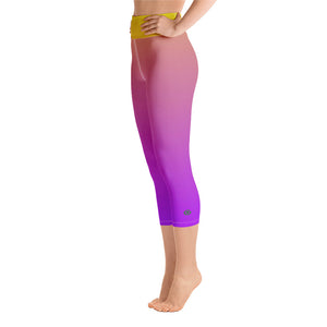 Yoga Capri Leggings - Purple & Yellow - Green Cross Clothing,  - Apparel, Clothing, T-shirts, Accessories, Wristbands, Green Cross Clothing - GreenCrossClothing.co, Green Cross Clothing - GreenCrossClothing.co
