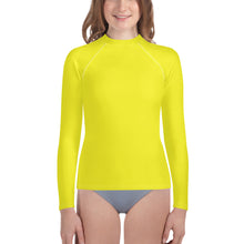 Load image into Gallery viewer, Youth Girls&#39; Sun &amp; Rash Guard - Meyer Lemon - Green Cross Clothing,  - Apparel, Clothing, T-shirts, Accessories, Wristbands, Green Cross Clothing - GreenCrossClothing.co, Green Cross Clothing - GreenCrossClothing.co