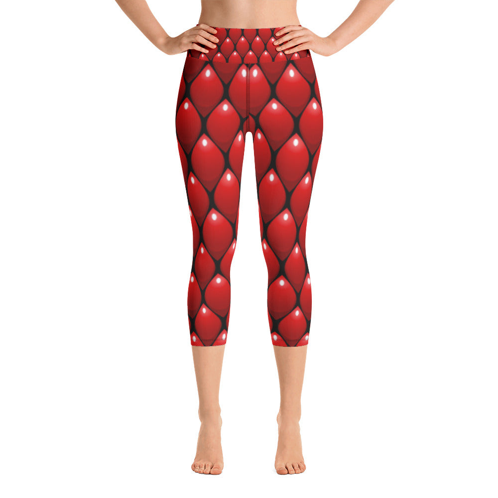 Yoga Capri Leggings - Red Dragon - Green Cross Clothing,  - Apparel, Clothing, T-shirts, Accessories, Wristbands, Green Cross Clothing - GreenCrossClothing.co, Green Cross Clothing - GreenCrossClothing.co